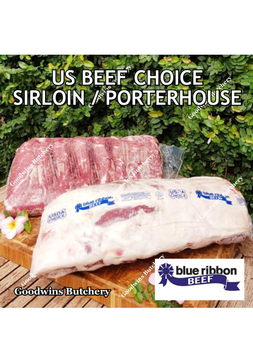 Beef Sirloin US CHOICE (Striploin / New York Strip / Has Luar) frozen whole cuts +/- 6 kg/pc (price/kg) brand USDA BLUERIBBON (PREORDER 2-3 days notice)